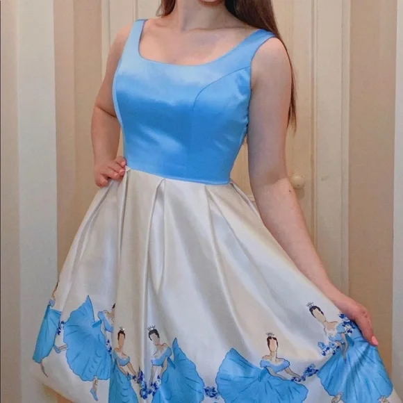 Sherri Hill Dresses | Sherri Hill Unique Ballerina Cocktail Dress Size 6 | Color: Blue/Cream | Size: 6 | Tess_O24's Closet